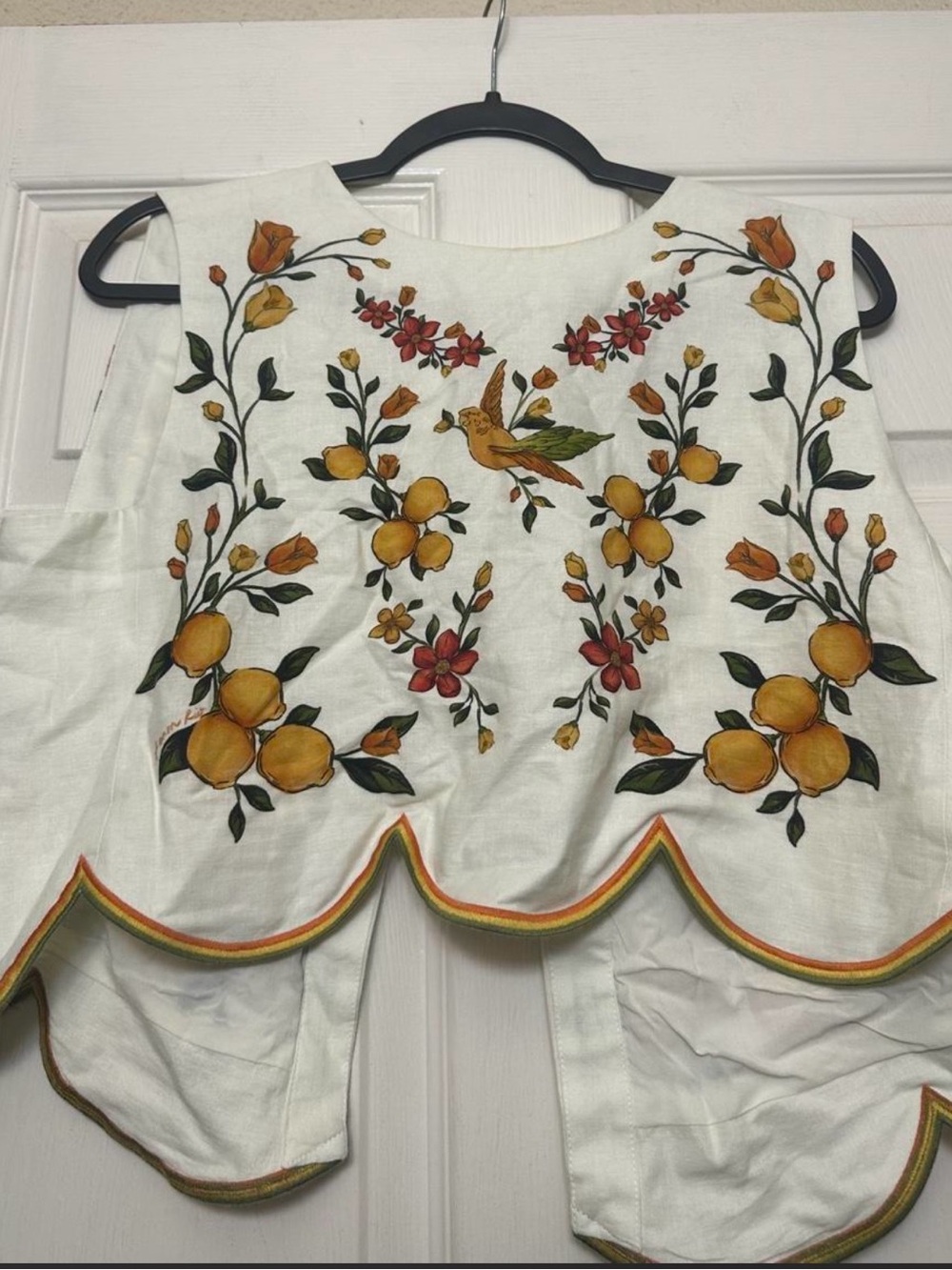 FARM Rio White Cotton Crop Top with Yellow & Orange Embroidery - Picture 5 of 8